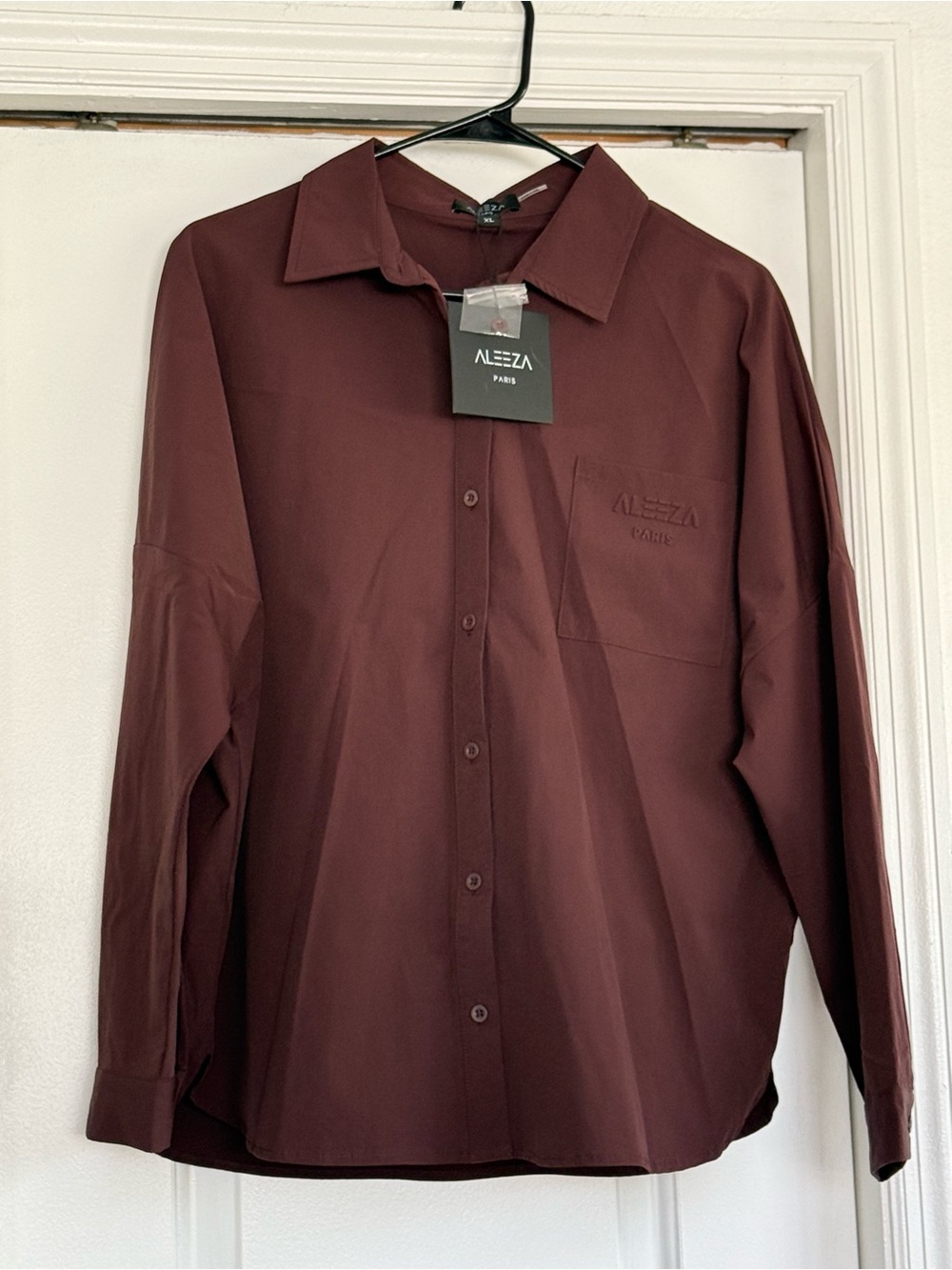 Aleeza Paris Women's Long-Sleeve Burgundy Blouse